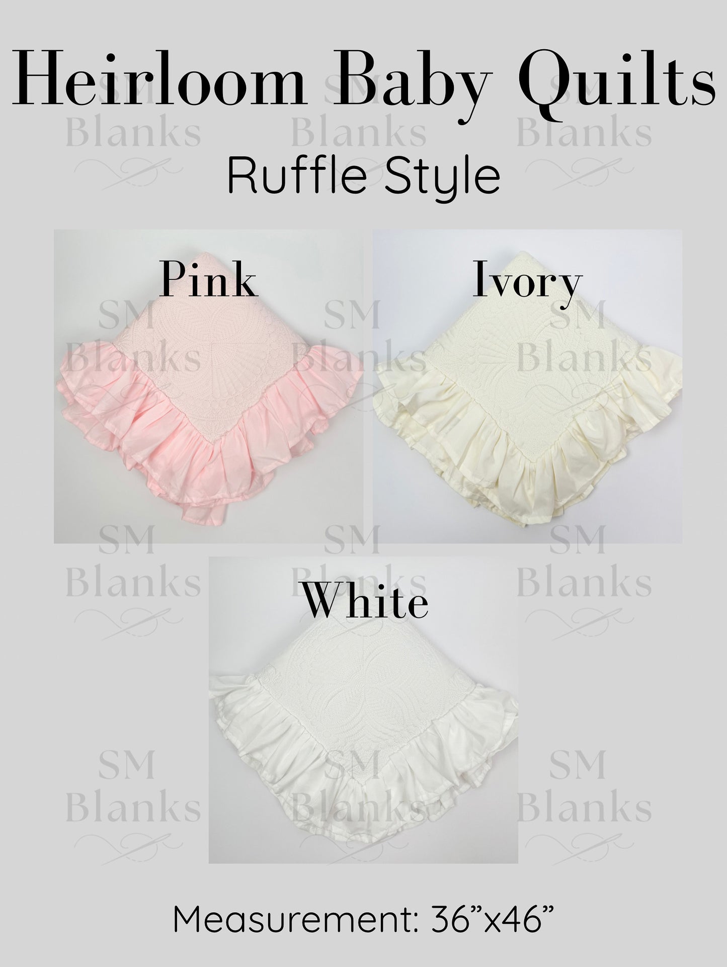 Light Pink Ruffle Baby Heirloom Quilt