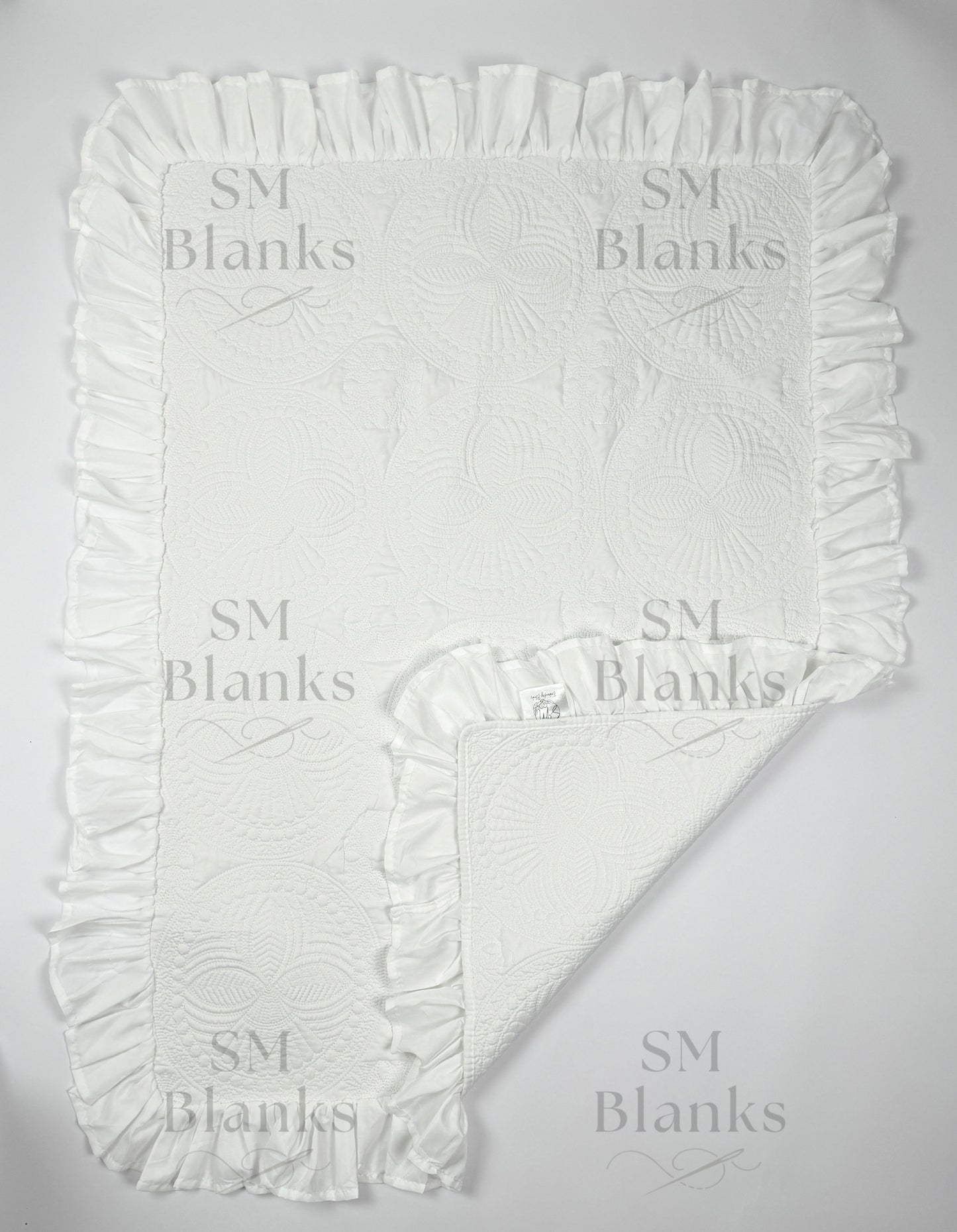 White Ruffle Baby Heirloom Quilt