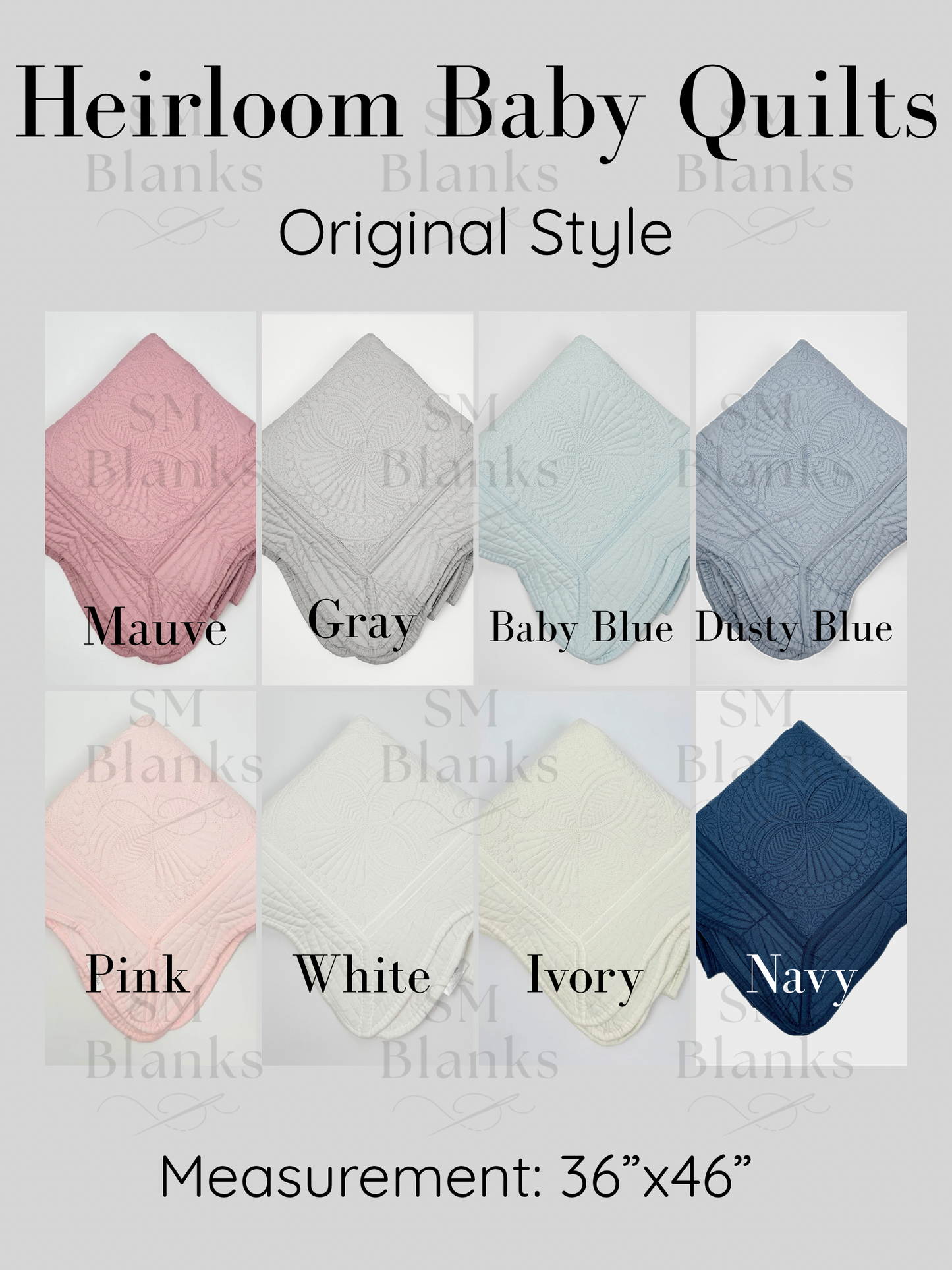 Dusty Blue Baby Heirloom Quilt