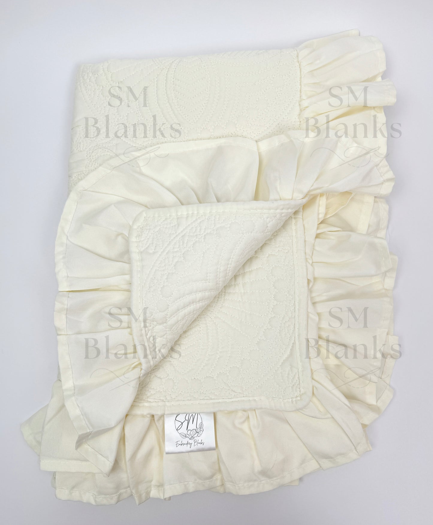 Ivory Ruffle Baby Heirloom Quilt