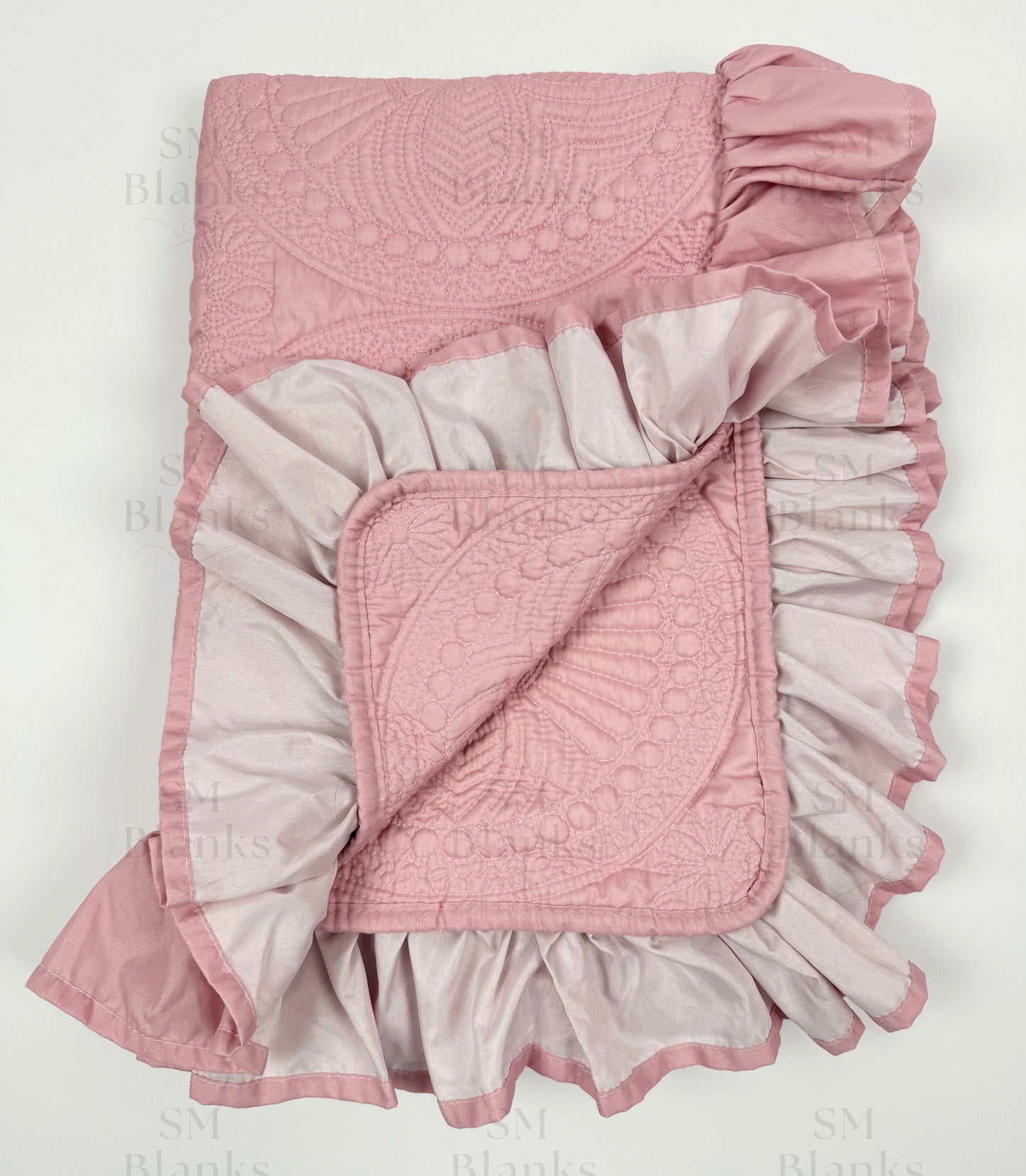 Mauve Ruffle Baby Heirloom Quilt