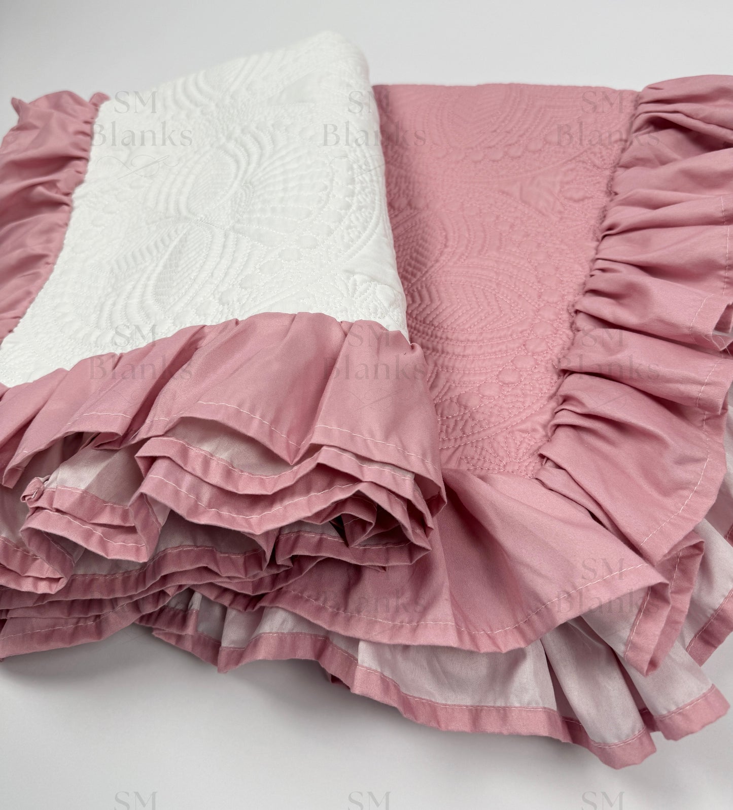 Mauve Ruffle Baby Heirloom Quilt