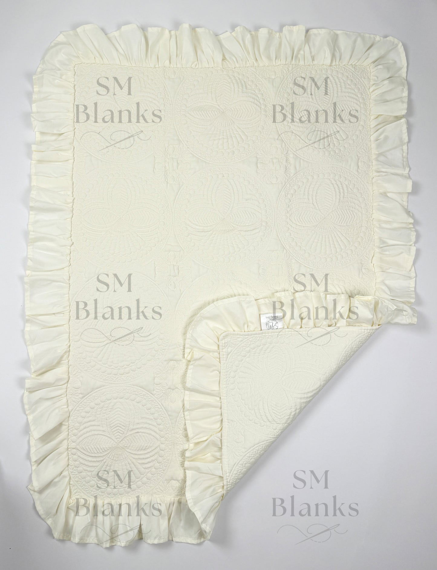 Ivory Ruffle Baby Heirloom Quilt