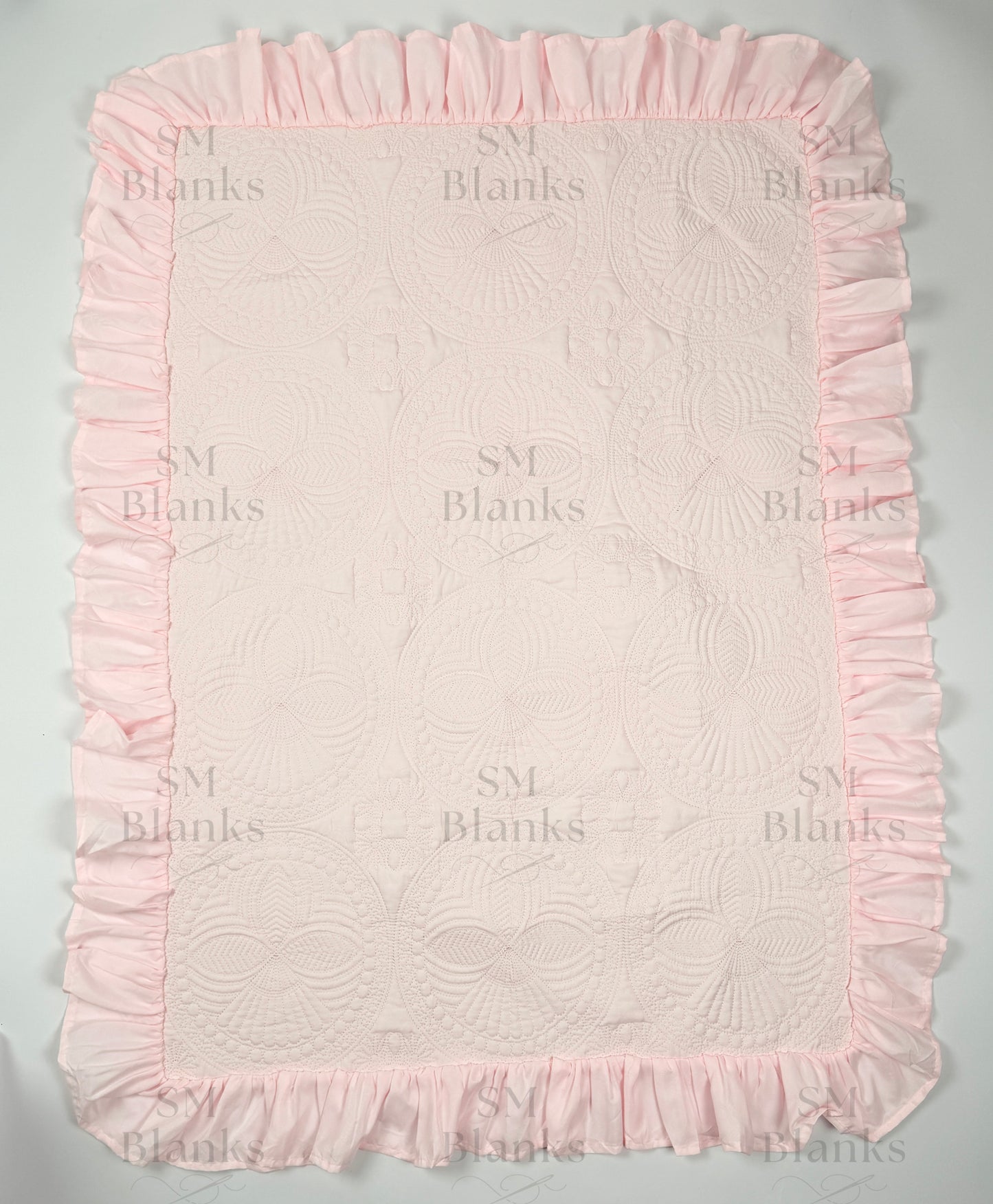 Light Pink Ruffle Baby Heirloom Quilt