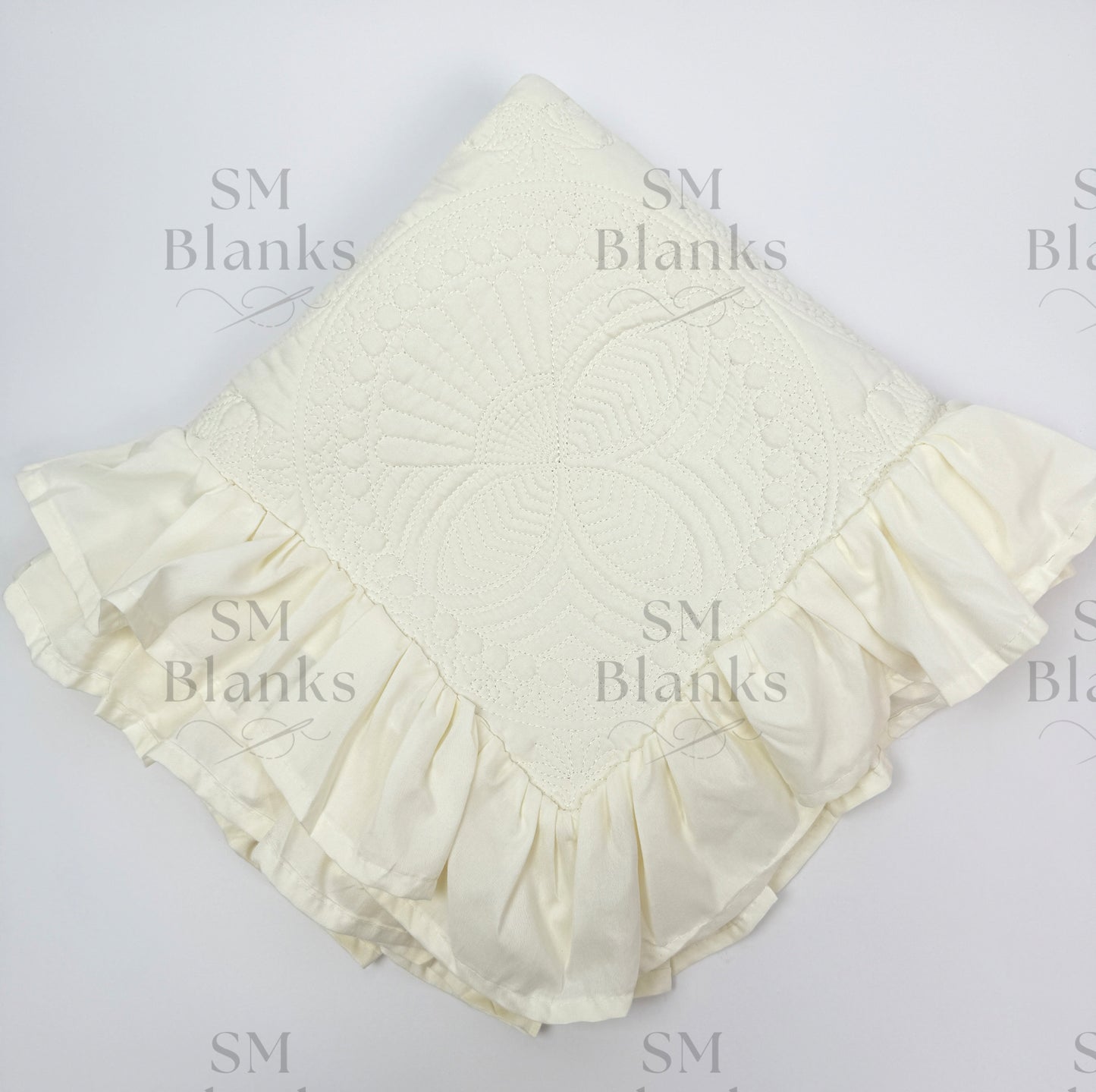 Ivory Ruffle Baby Heirloom Quilt